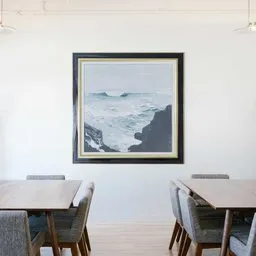 Ocean painting with black and gold frame