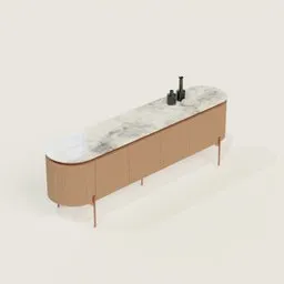 Highly detailed Blender 3D model of a modern Hege Sideboard with marble top and elegant wooden finish.