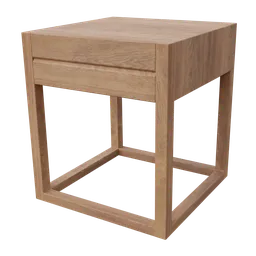 Modern wooden nightstand 3D model, high quality with realistic textures, perfect for virtual interiors, compatible with Blender.