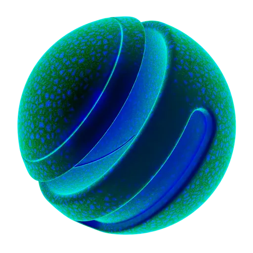 High-resolution Alien Glow PBR material with a textured surface and luminous effects for 3D modeling in Blender.