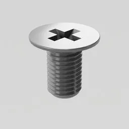 Detailed 3D rendering of a flat head Phillips screw model designed in Blender, suitable for realistic hardware visualization.