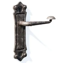 Detailed vintage-style 3D model of a bronze door handle, ideal for Blender architectural rendering.