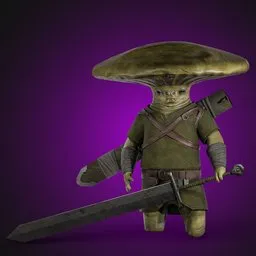 Warrior mushroom rigged game ready