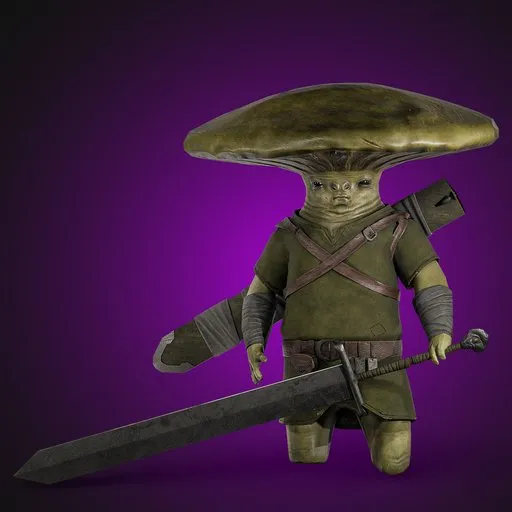 Warrior mushroom rigged game ready