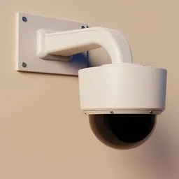 Realistic 3D modeled surveillance dome cam for Blender rendering, ideal for architectural visualization.