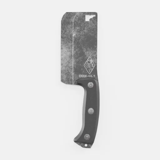 Low poly 3D model of a tactical knife with detailed 2K textures, compatible with Blender for CGI.