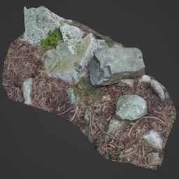 Low Poly Ground Forest Rocks Photoscan