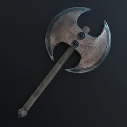"Highly detailed historic military copper axe 3D model with wooden handle, created in Blender 3D and textured in Substance Painter. Features realistic bump map and inspired by the works of Stanisław Masłowski. Perfect for game development and historical recreations."