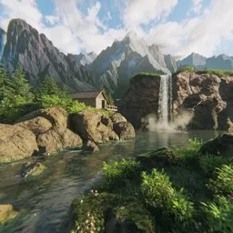 Lakeside Cabin in the Mountains
