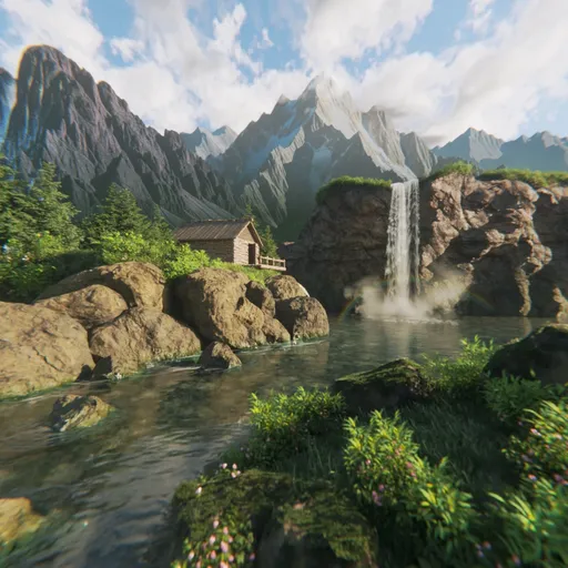 Lakeside Cabin in the Mountains