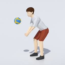 Low Poly Kid Playing Volley
