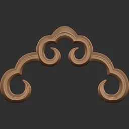 Detailed 3D sculpting brush imprint with intricate curves for creating detailed war and decorative 3D models.