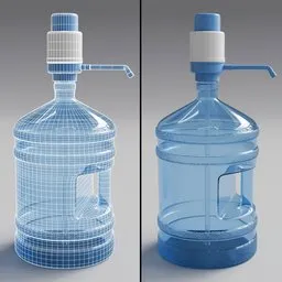 Water bottle with handle and pump