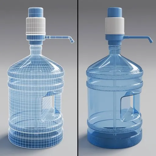 Water bottle with handle and pump