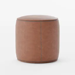 Leather ottoman round pouf