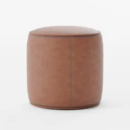 Leather ottoman round pouf