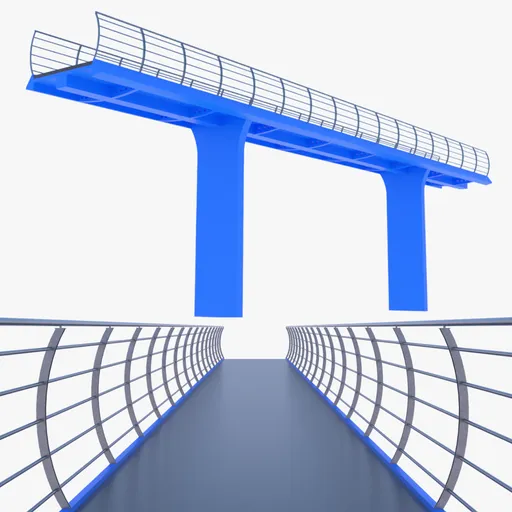 Detailed 3D pedestrian bridge model with textures, ideal for Blender urban scene rendering and animation.