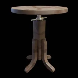 Detailed 3D rendering of a vintage adjustable piano stool, compatible with Blender 3D modeling software.