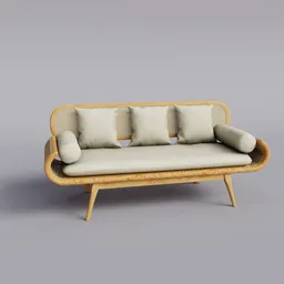 CRAIG Wooden and Rattan Sofa