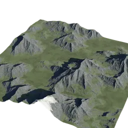 Detailed 3D mountain terrain model with 4K texturing, suitable for Blender rendering and digital landscapes.