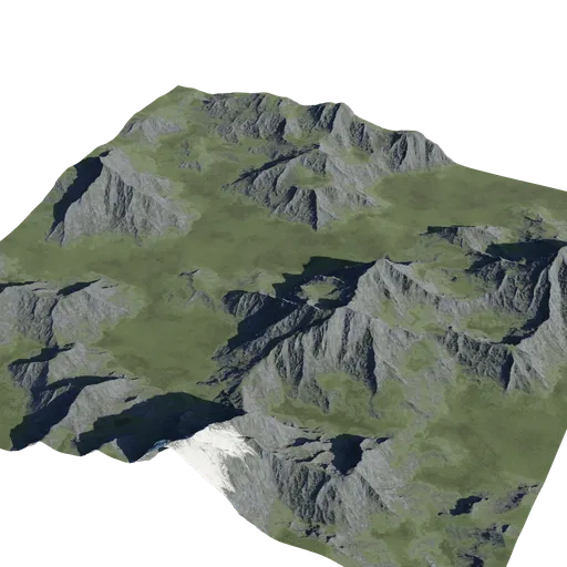 Detailed 3D mountain terrain model with 4K texturing, suitable for Blender rendering and digital landscapes.