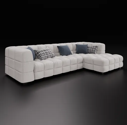 High-quality 3D model of a fabric sectional corner sofa, designed for Blender, perfect for modern interior renderings.