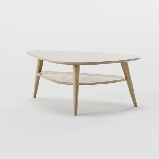 Oak and rattan coffee table