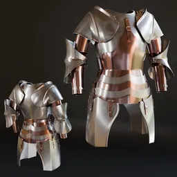 3D Blender model of a detailed, low poly, ready-to-play historic military warrior armor with high-quality metal materials.