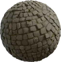 Realistic cobblestone PBR texture for 3D modeling, designed by Rob Tuytel, ideal for Blender and 3D applications.
