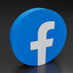 "High-quality 3D model of the iconic Facebook logo on a black surface. Perfect for use in Blender 3D projects and customizable for your needs. Get millions of likes with this stunning virtual image."