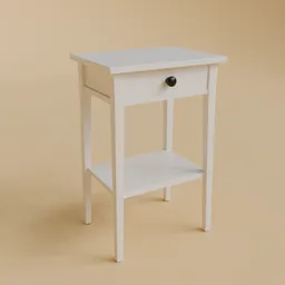 Detailed 3D model of a high-gloss varnished wooden bedside table with drawer for modern interior design visualizations.