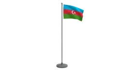 3D animated Azerbaijan flag, low-poly model with quads, suitable for Blender visualizations.