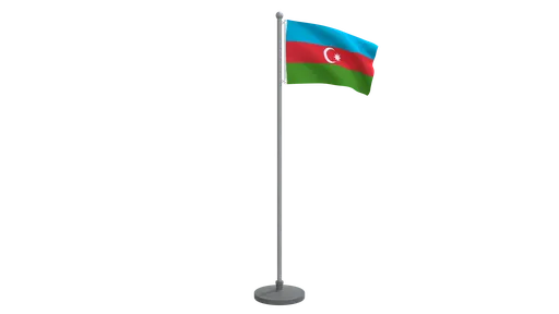 3D animated Azerbaijan flag, low-poly model with quads, suitable for Blender visualizations.