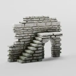Low-poly 3D model of stone castle ruins with PBR textures, optimized for Blender and game development.