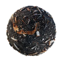 High-resolution dirty ground PBR texture with scrap metal elements for 3D Blender projects, ideal for creating realistic junkyard scenes.