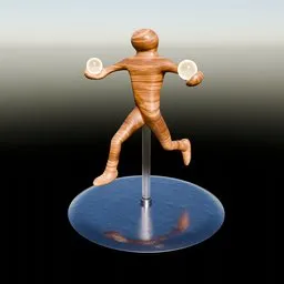 Wooden Runner Sculpture With Lamp Bulbs (Rigged)