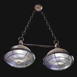 Old Industrial Pendant Light Duo