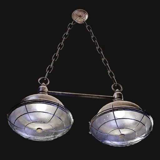 Old Industrial Pendant Light Duo