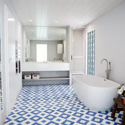 Elegant White and Blue Bathroom