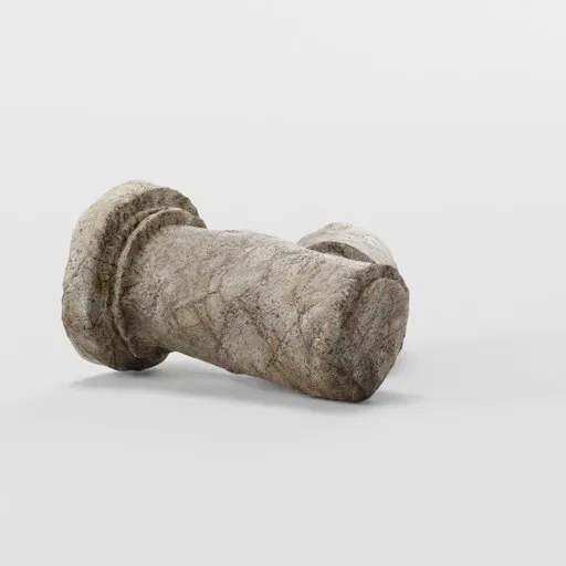 Textured ancient-style Blender 3D model of a stone column laying horizontally, ideal for historical 3D street scenes.