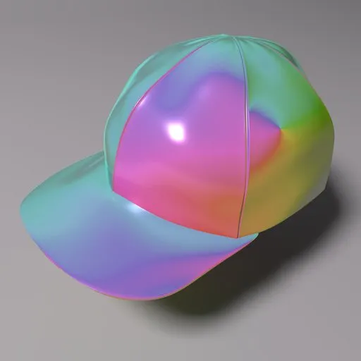 Procedural shader on iridescent 3D modeled cap, compatible with Blender, ideal for personal and community projects.