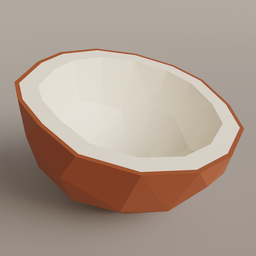 Low Poly Coconut Open