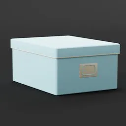 3D Blender model of a minimalistic sky blue storage box with metallic details.