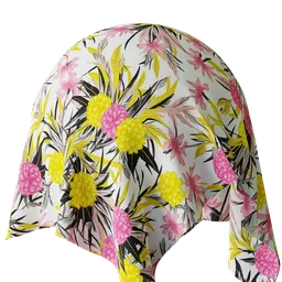 High-resolution floral pattern on fabric texture for 3D rendering in Blender with PBR support.