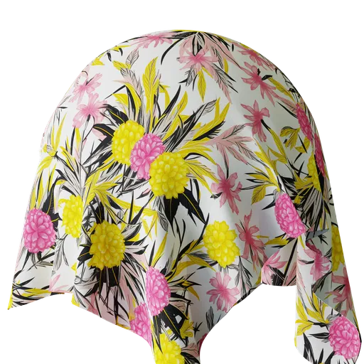High-resolution floral pattern on fabric texture for 3D rendering in Blender with PBR support.