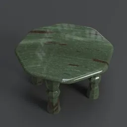 Detailed 3D model of an octagonal granite table with realistic textures, perfect for Blender rendering.