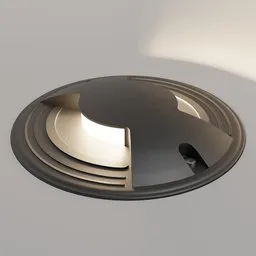 3D Blender model of an exterior plug floor step light with IES data and integration ability for surface models.