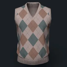 Tan Argyle Knit Vest