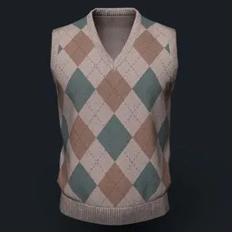 Tan Argyle Knit Vest