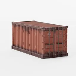 Realistic 3D model of a weathered, rusty shipping container, optimized for Blender rendering and industrial scene design.
